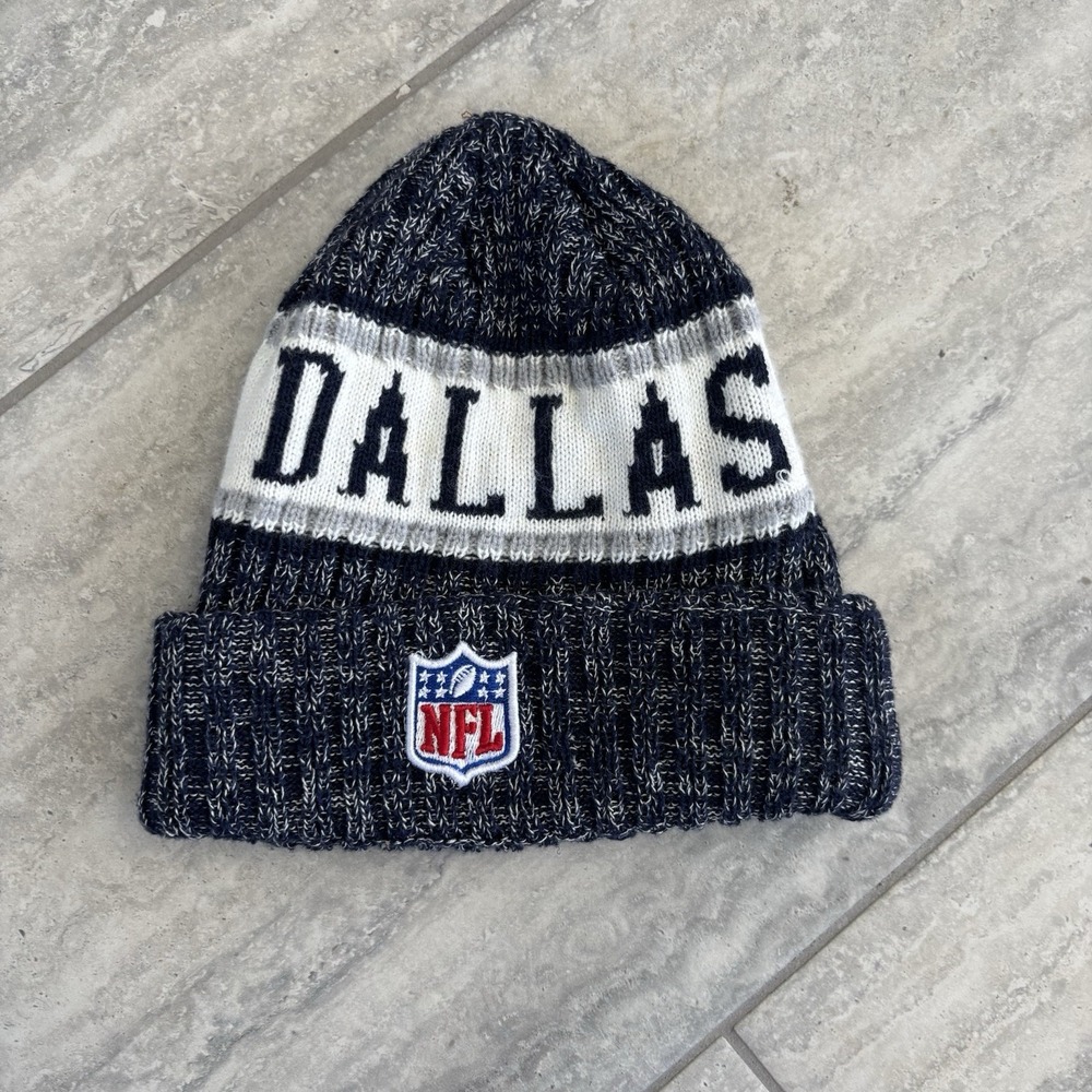 New Era Dallas Cowboys NFL Sideline Sport Knit Beanie Hat Cuffed Blue Gray Warm